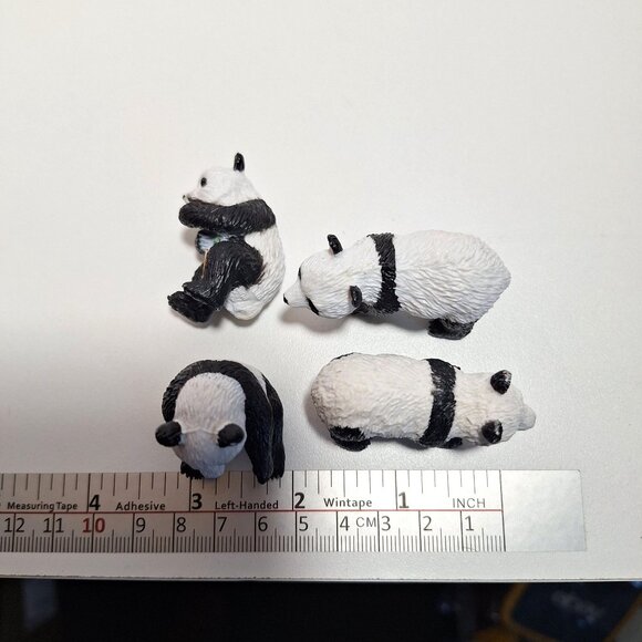 Safari Ltd Panda 4 Figures Miniature 2" Standing Sitting Holding Eating Bamboo - Picture 3 of 11